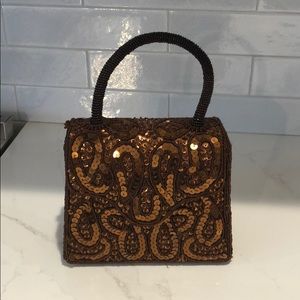 NWOT Beaded Cocoa Colored Evening Bag